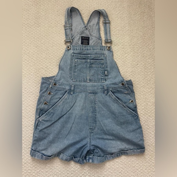 Route 66 Denim - 90s Route 66 Light Blue Denim Short Overalls